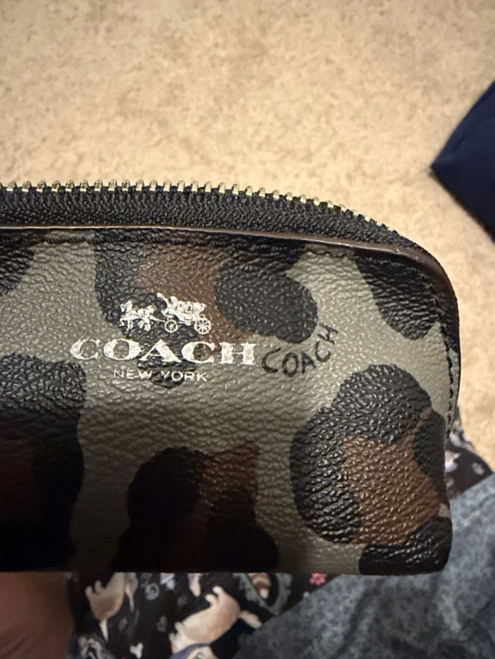 Coach Brown and Black Leopard Print Zip Coin Pouch - Picture 6 of 7